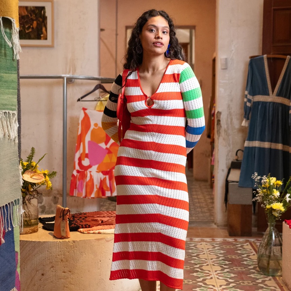 Vibrant Striped Knit Dress